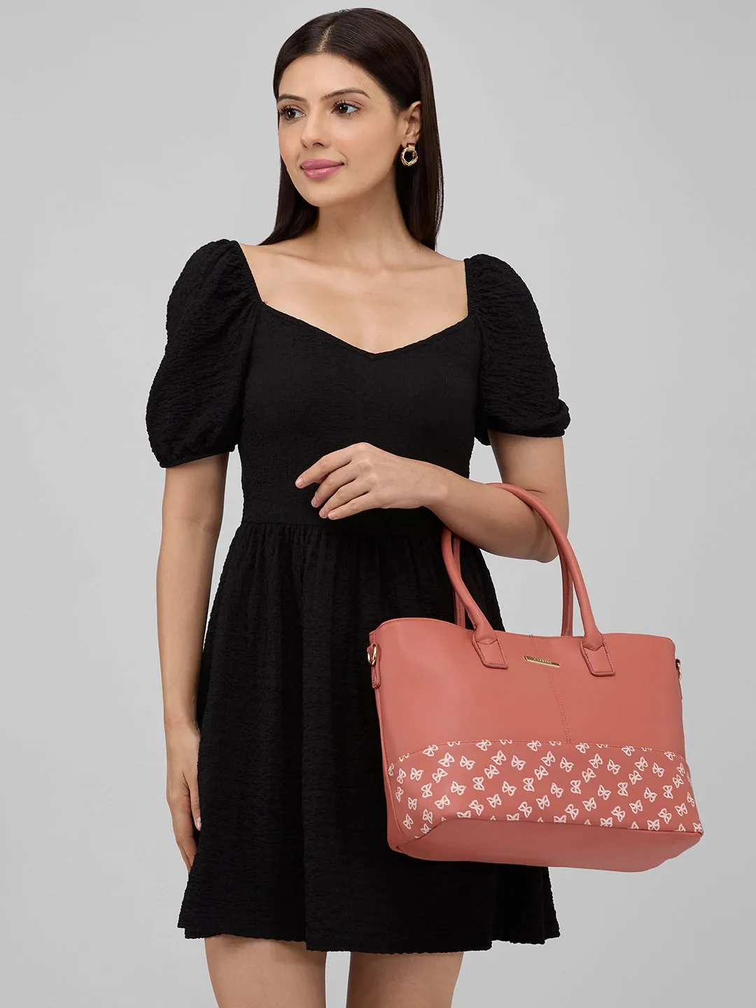 Caprese Milly Large Mud Peach Satchel Bag