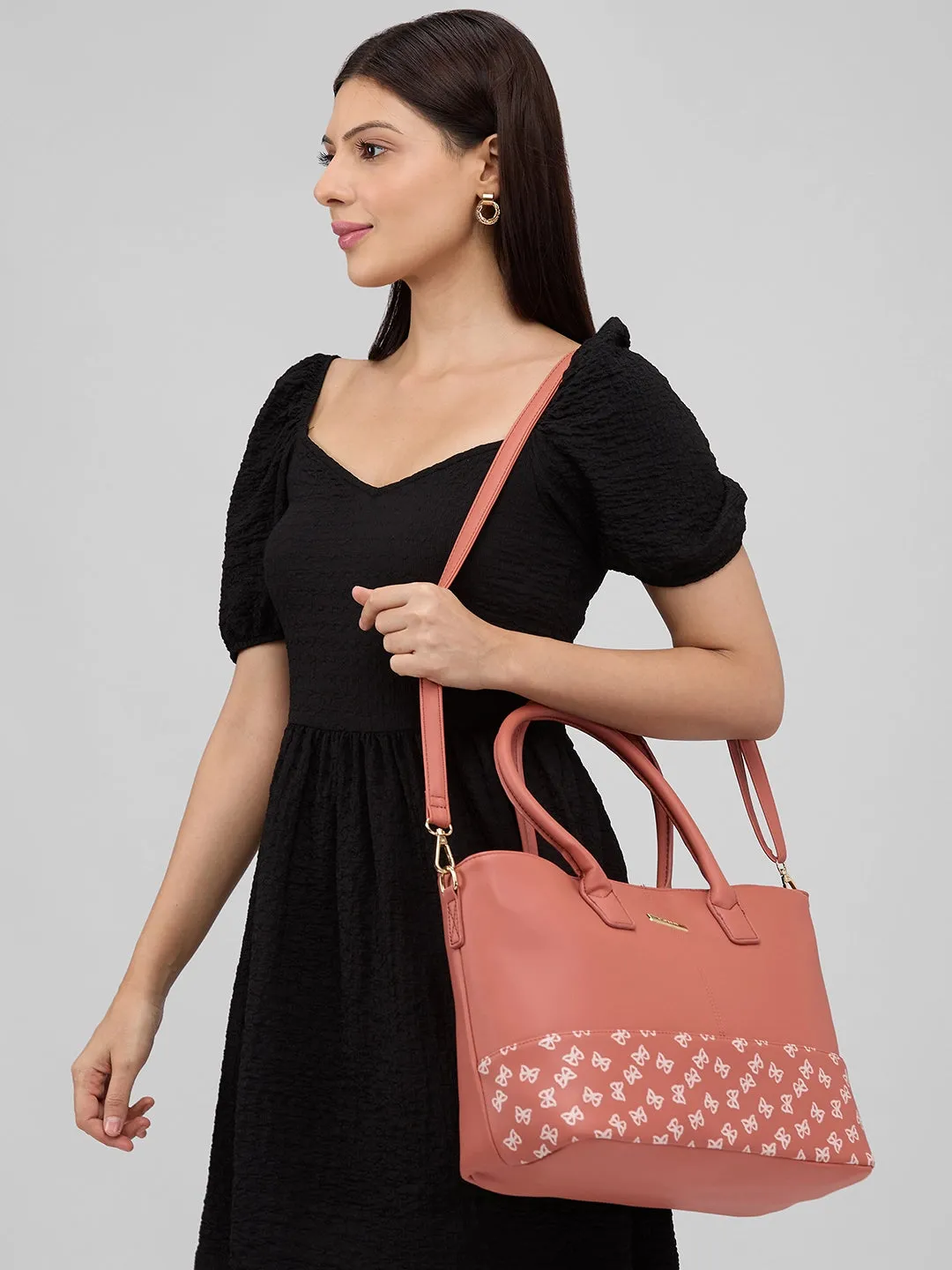 Caprese Milly Large Mud Peach Satchel Bag