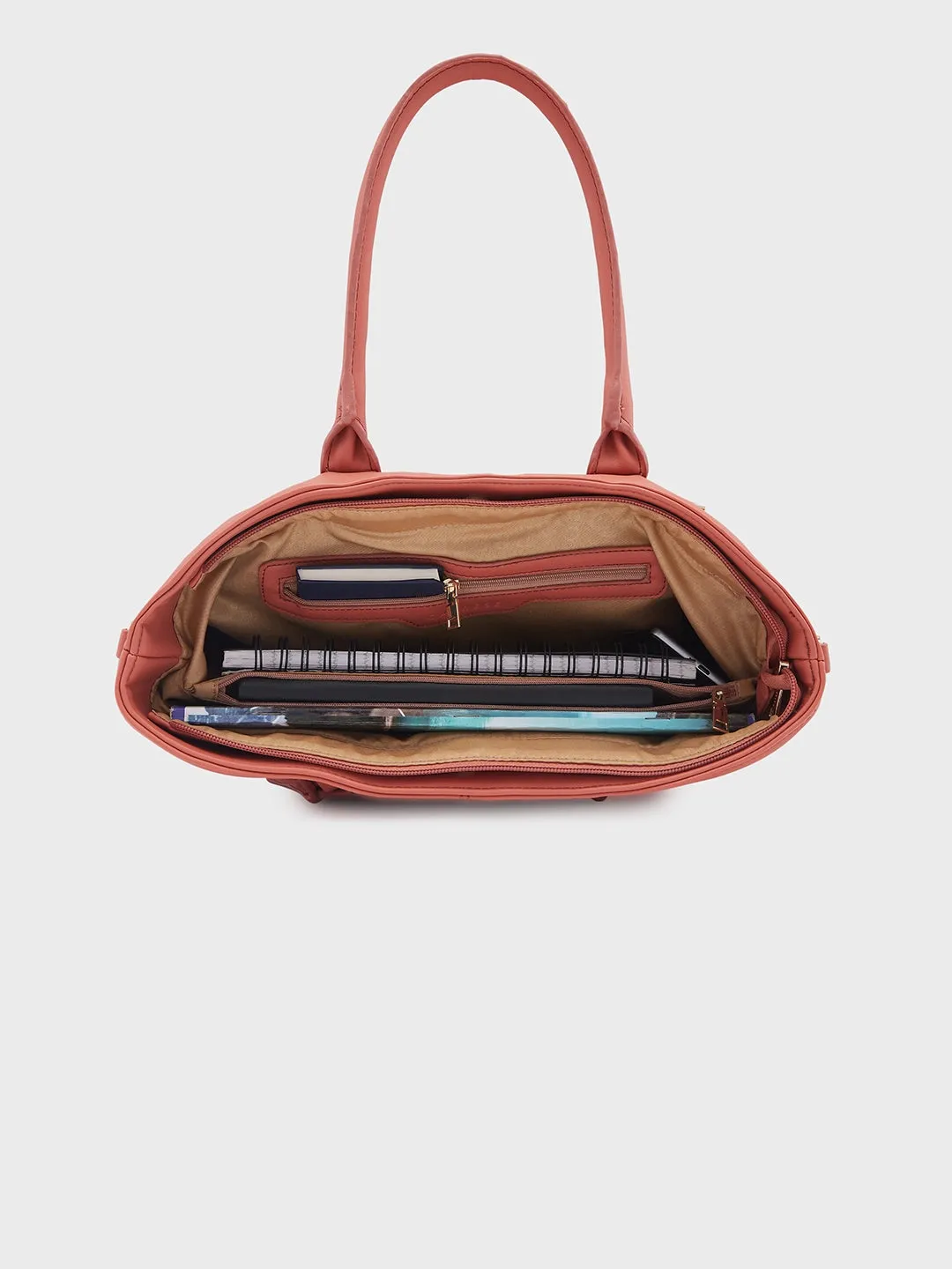 Caprese Milly Large Mud Peach Satchel Bag