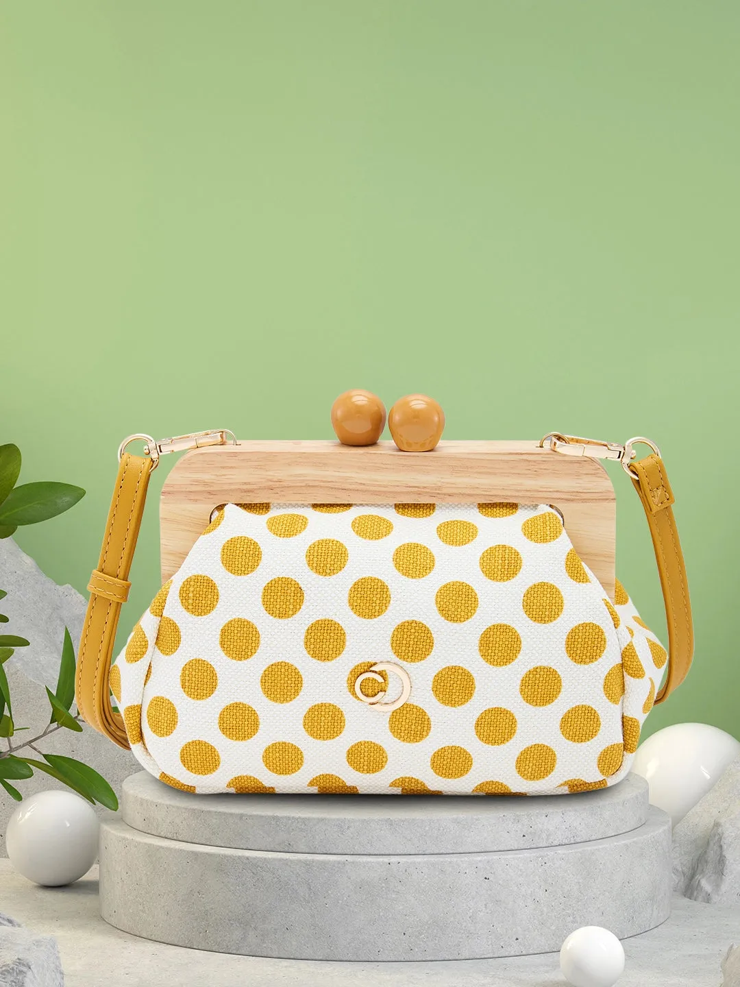 Caprese Mindy Small Yellow Clutch Bag