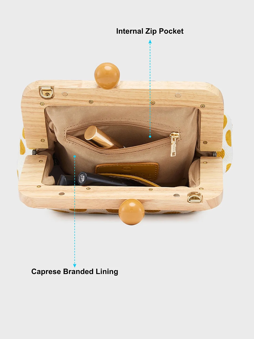 Caprese Mindy Small Yellow Clutch Bag