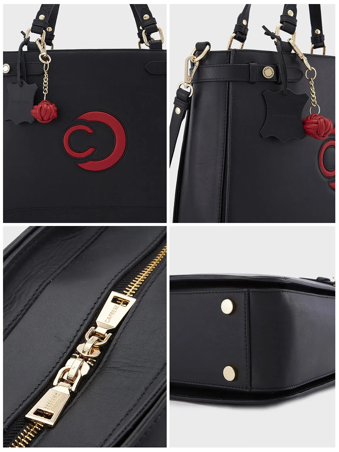 Caprese Minimal Formal Large Black Tote Bag