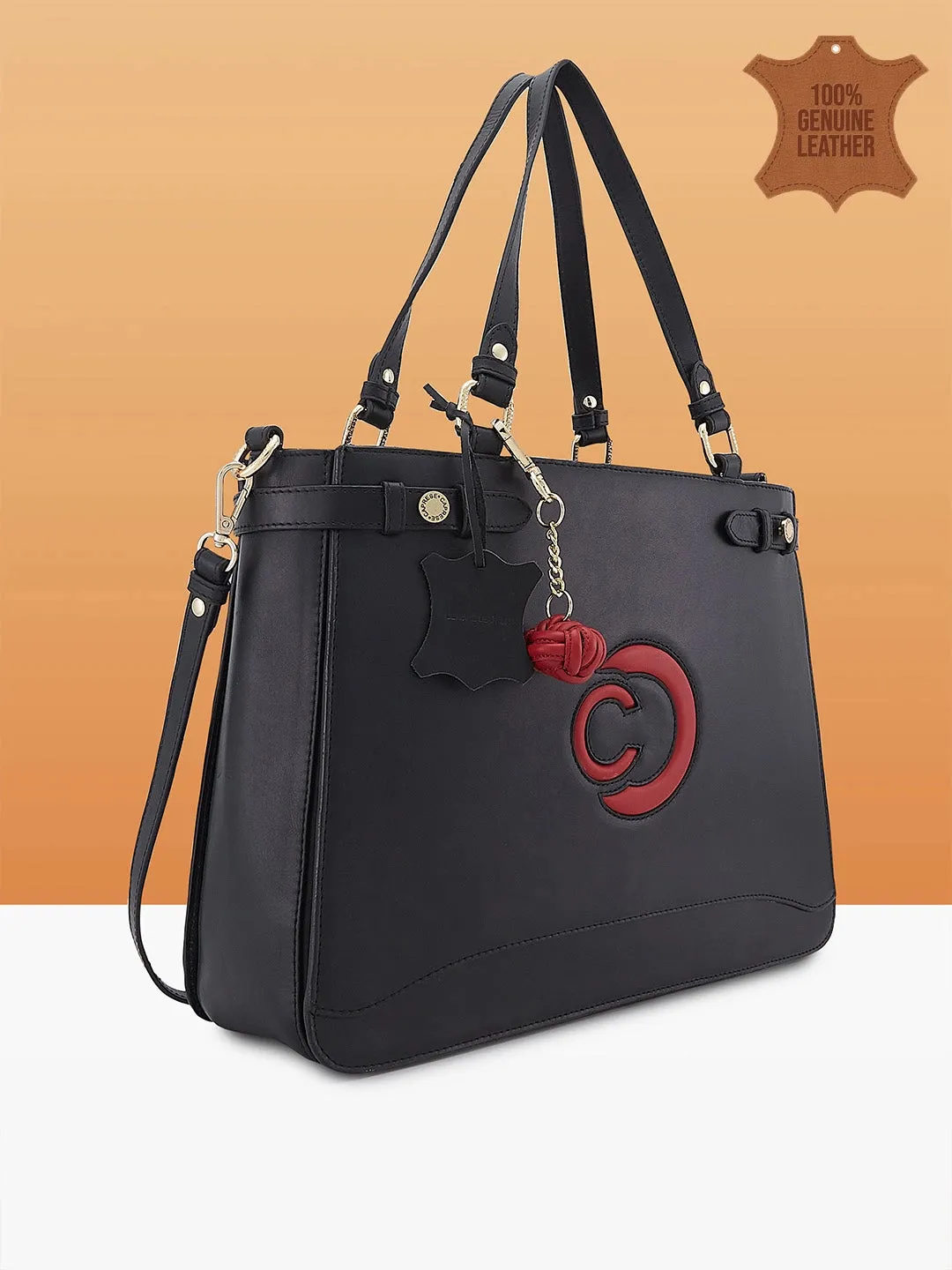 Caprese Minimal Formal Large Black Tote Bag