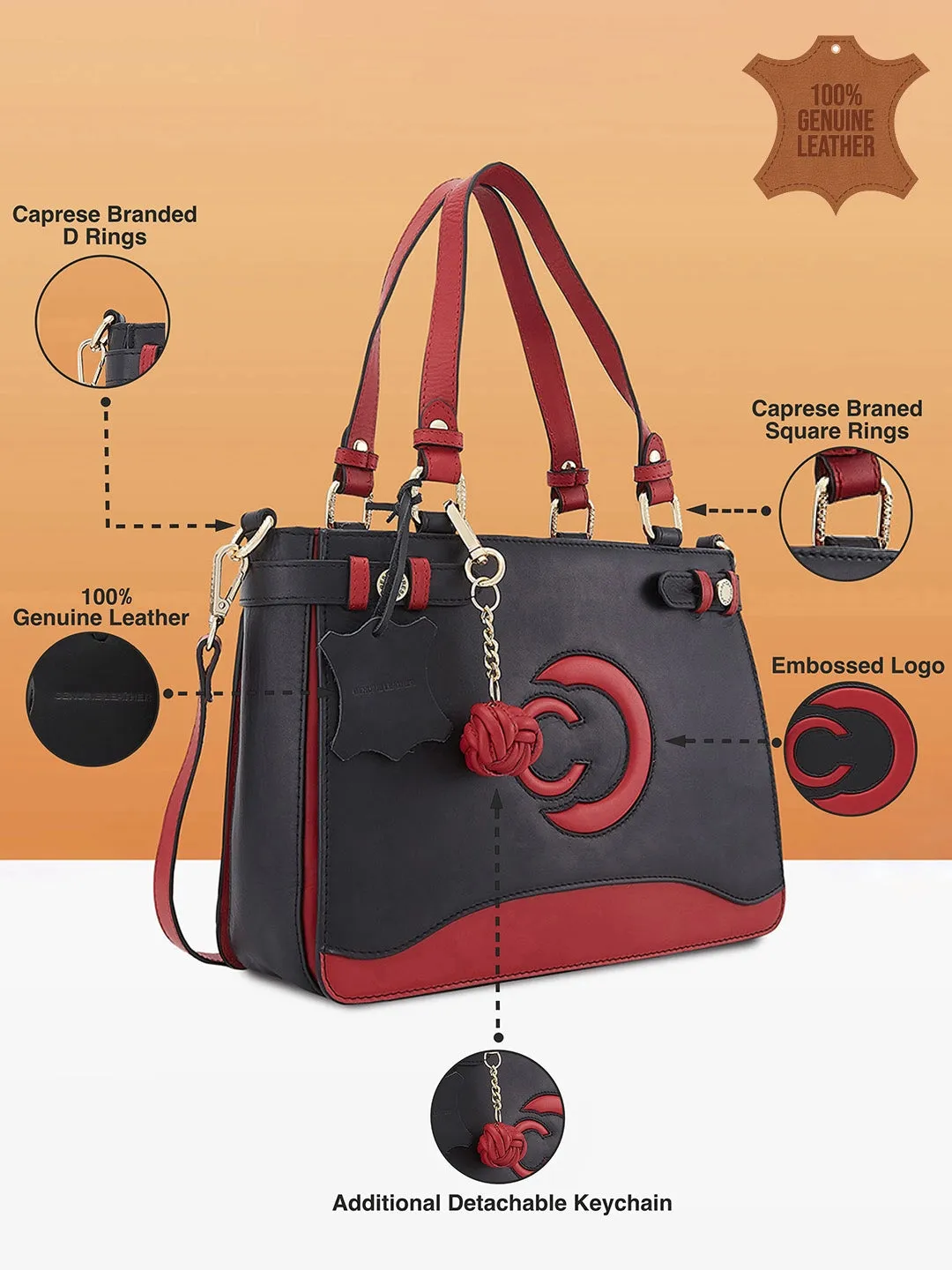 Caprese Minimal Formal Medium Black Satchel Bag