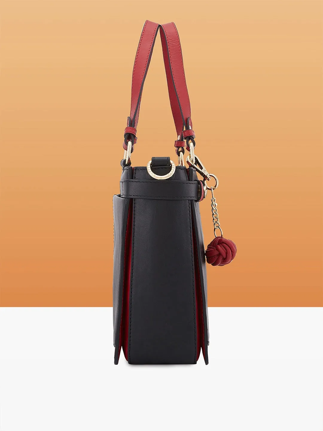 Caprese Minimal Formal Medium Black Satchel Bag