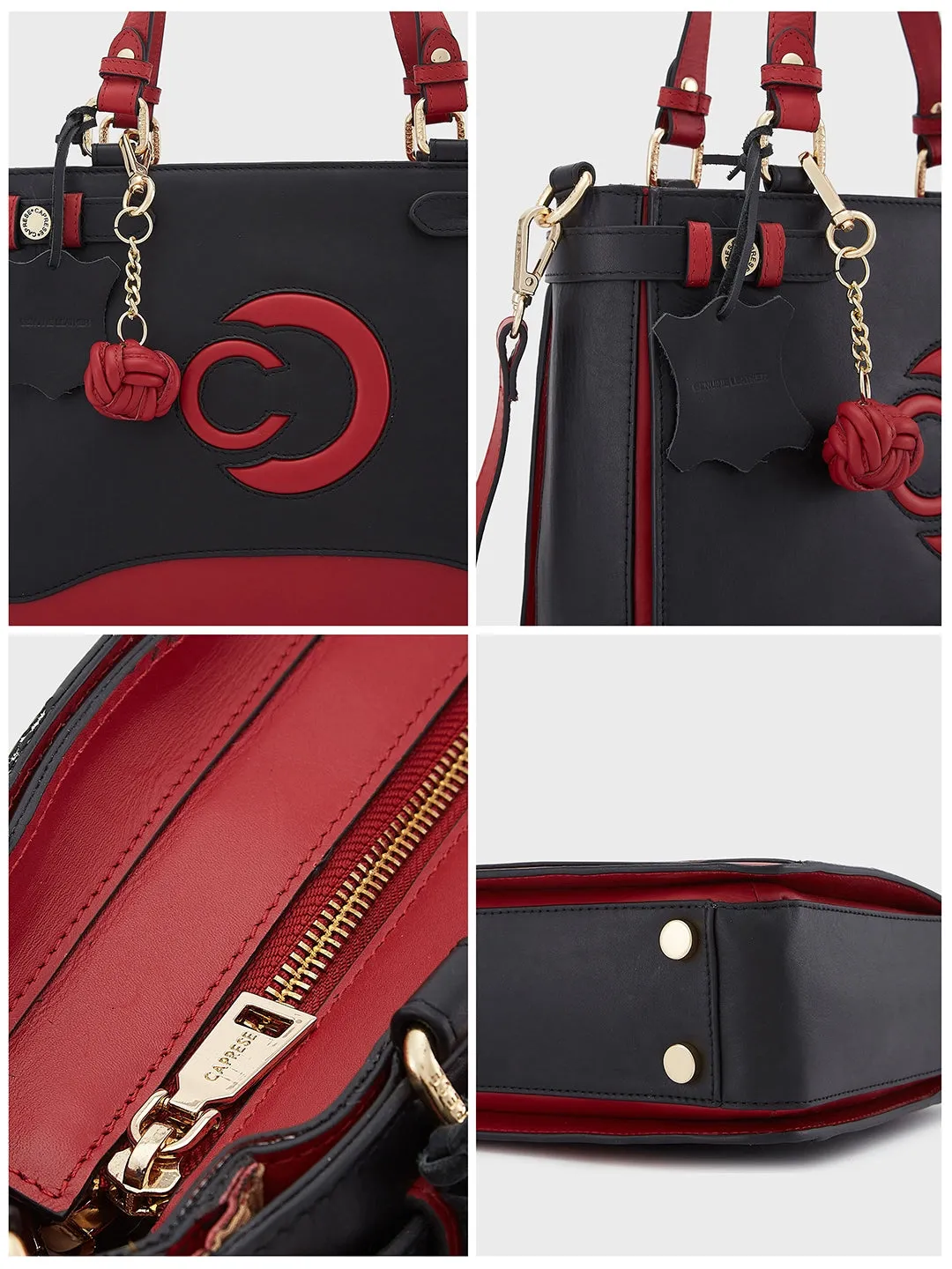 Caprese Minimal Formal Medium Black Satchel Bag