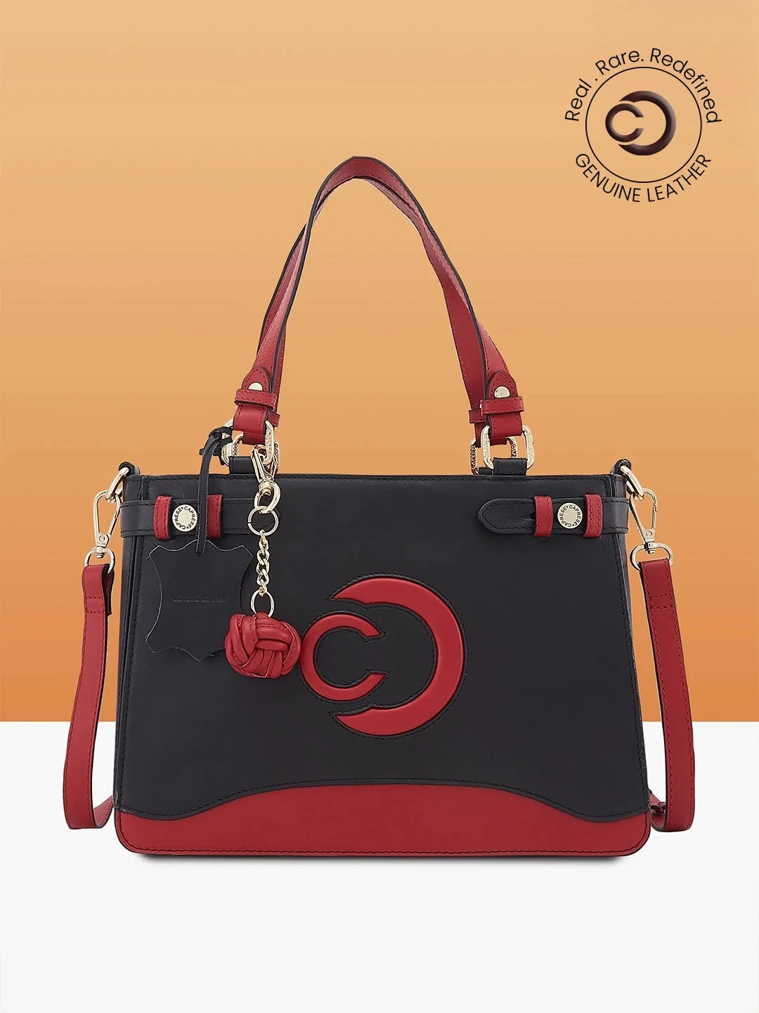 Caprese Minimal Formal Medium Black Satchel Bag