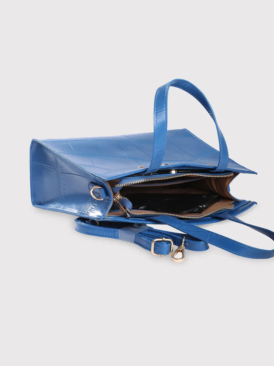 Caprese Mink Small Croco Ultramarine Tote Bag