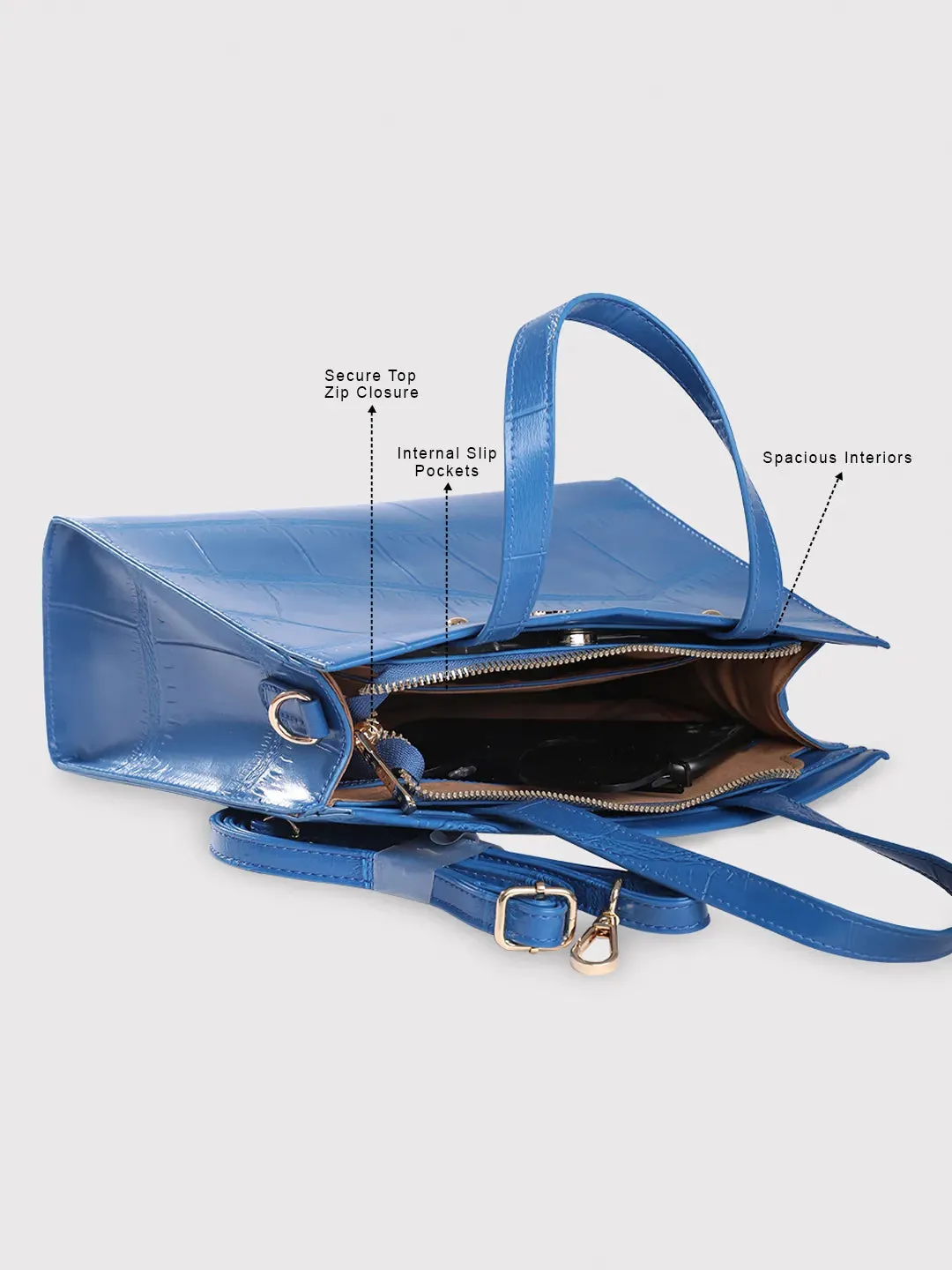 Caprese Mink Small Croco Ultramarine Tote Bag
