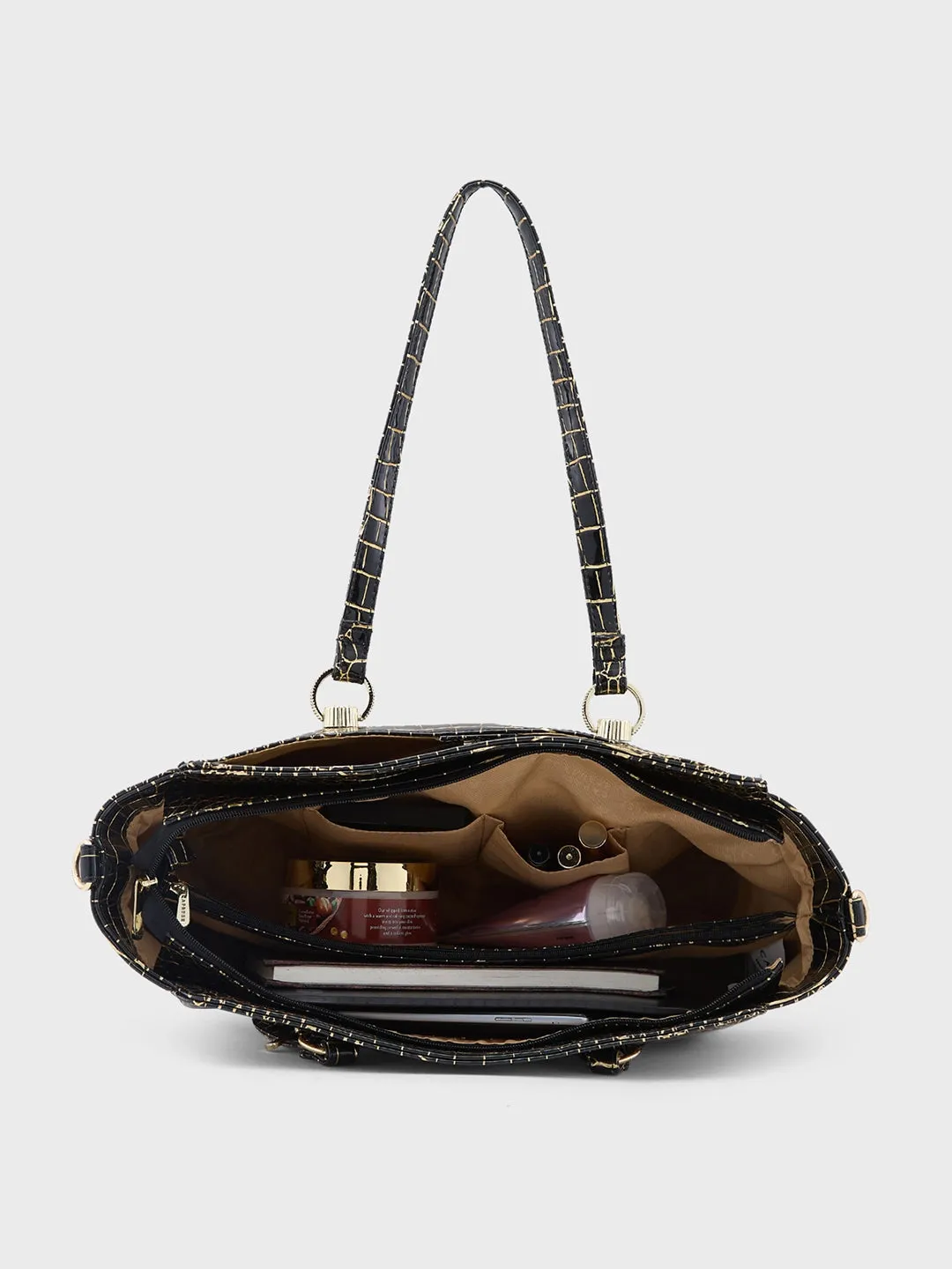 Caprese Miranda Large Black Satchel Bag