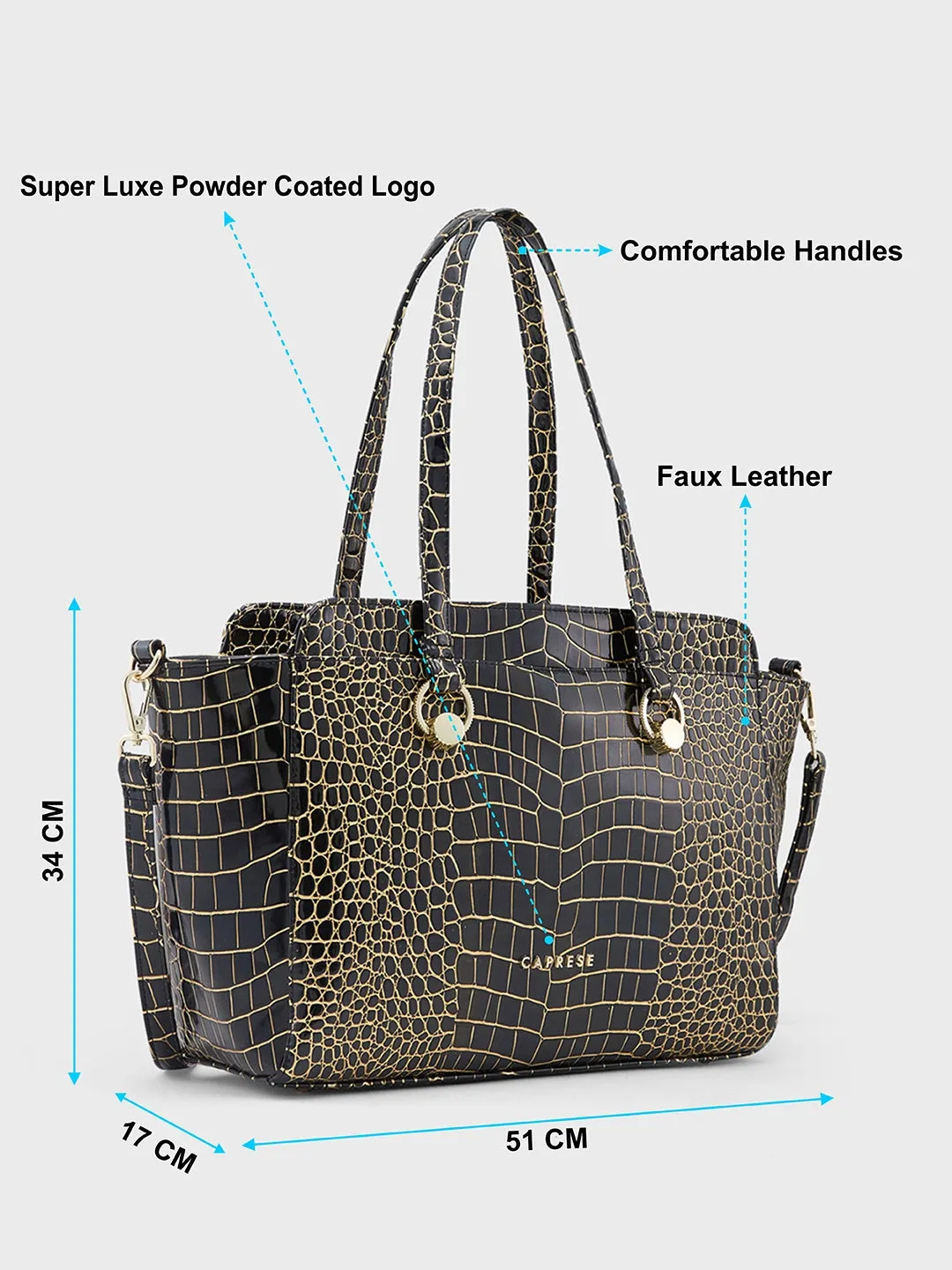 Caprese Miranda Large Black Satchel Bag