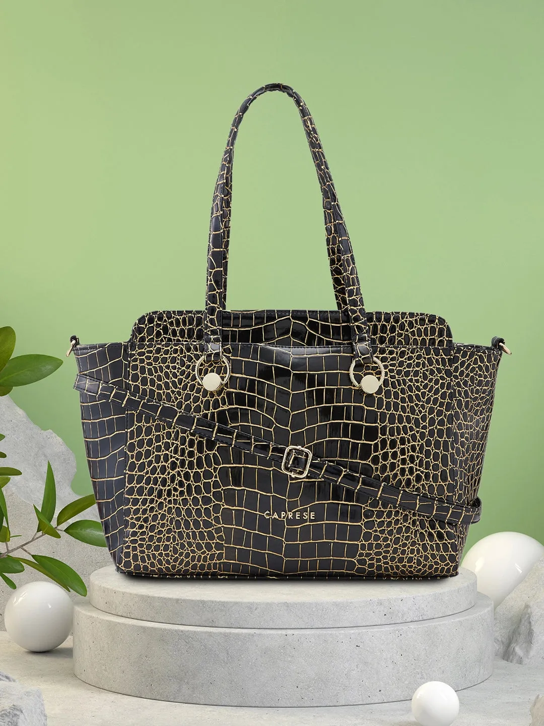 Caprese Miranda Large Black Satchel Bag