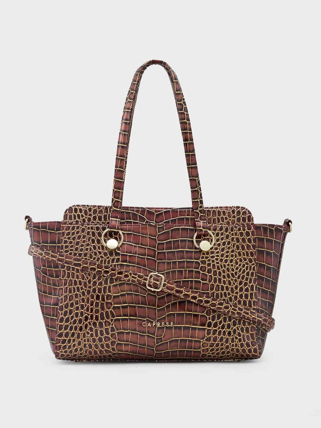 Caprese Miranda Large Croco Burgundy Satchel Bag