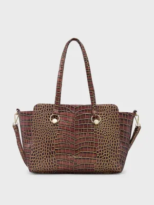 Caprese Miranda Large Croco Burgundy Satchel Bag