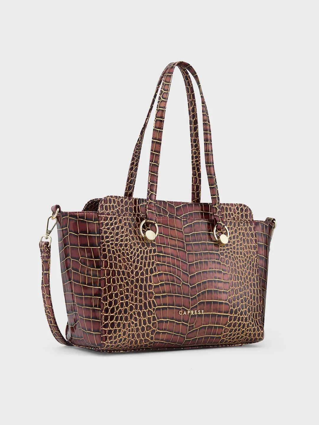 Caprese Miranda Large Croco Burgundy Satchel Bag