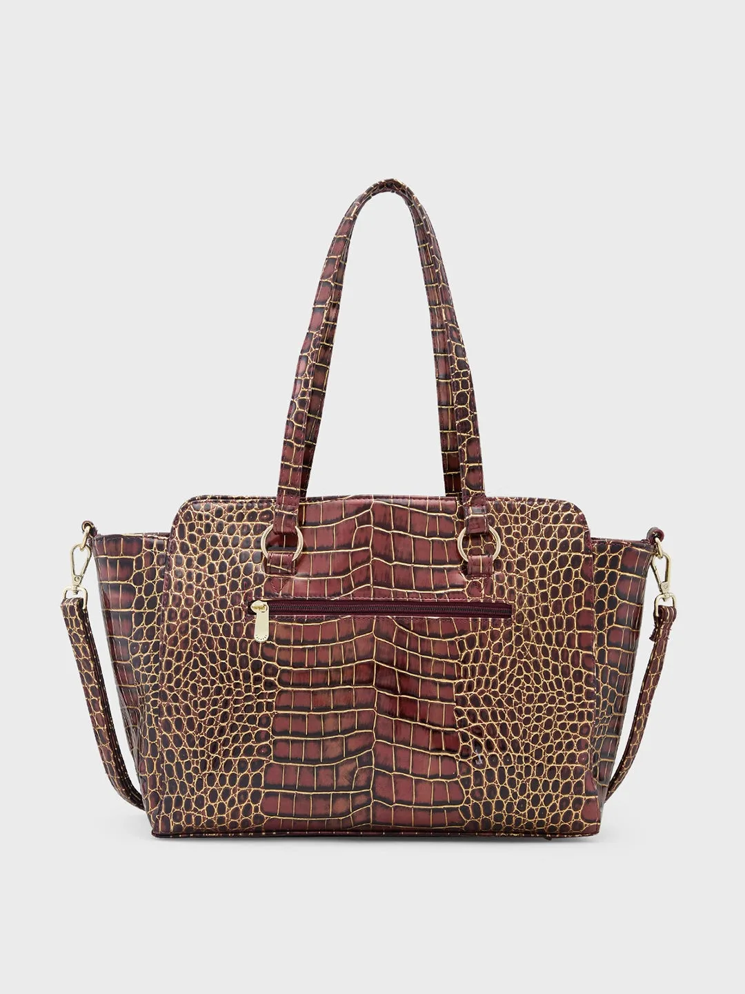 Caprese Miranda Large Croco Burgundy Satchel Bag