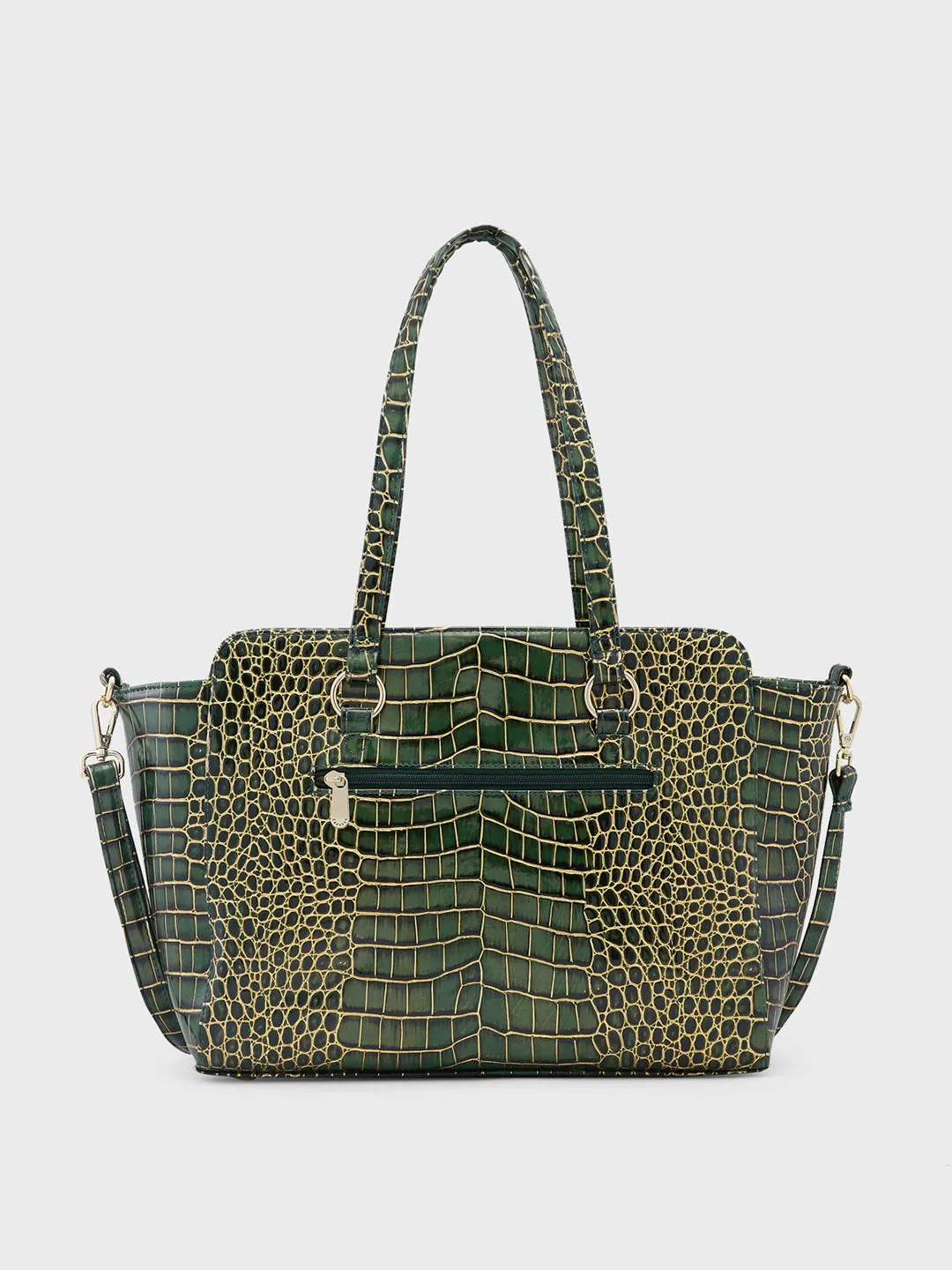 Caprese Miranda Large Croco Green Satchel Bag