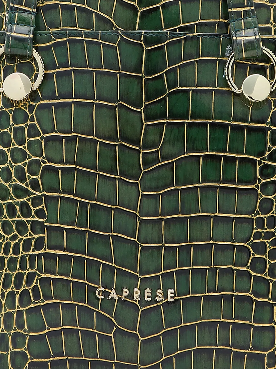 Caprese Miranda Large Croco Green Satchel Bag