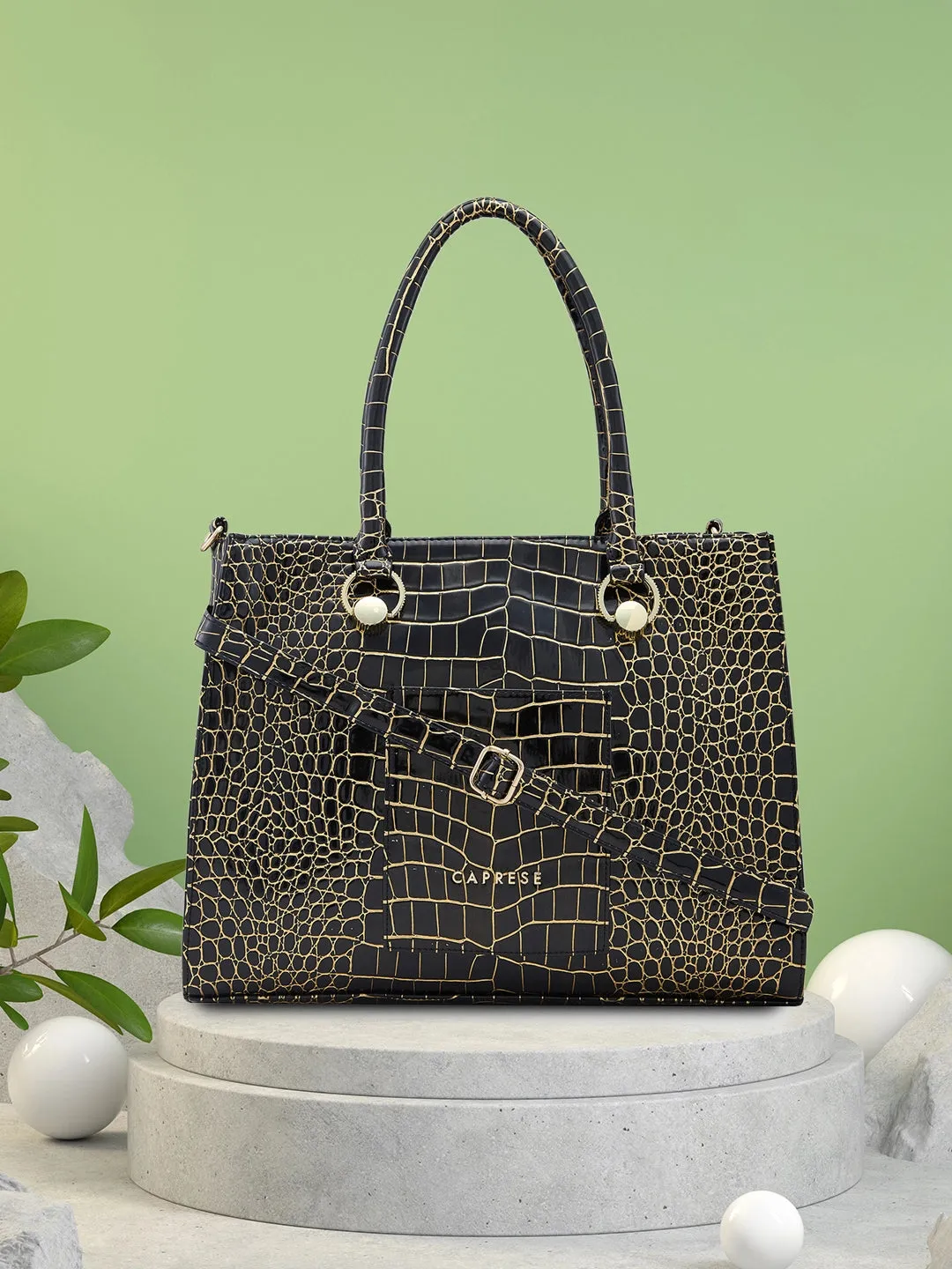 Caprese Miranda Medium Black Tote Bag