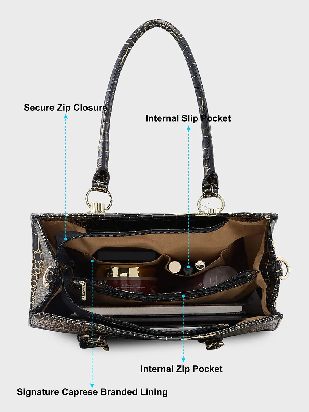 Caprese Miranda Medium Black Tote Bag