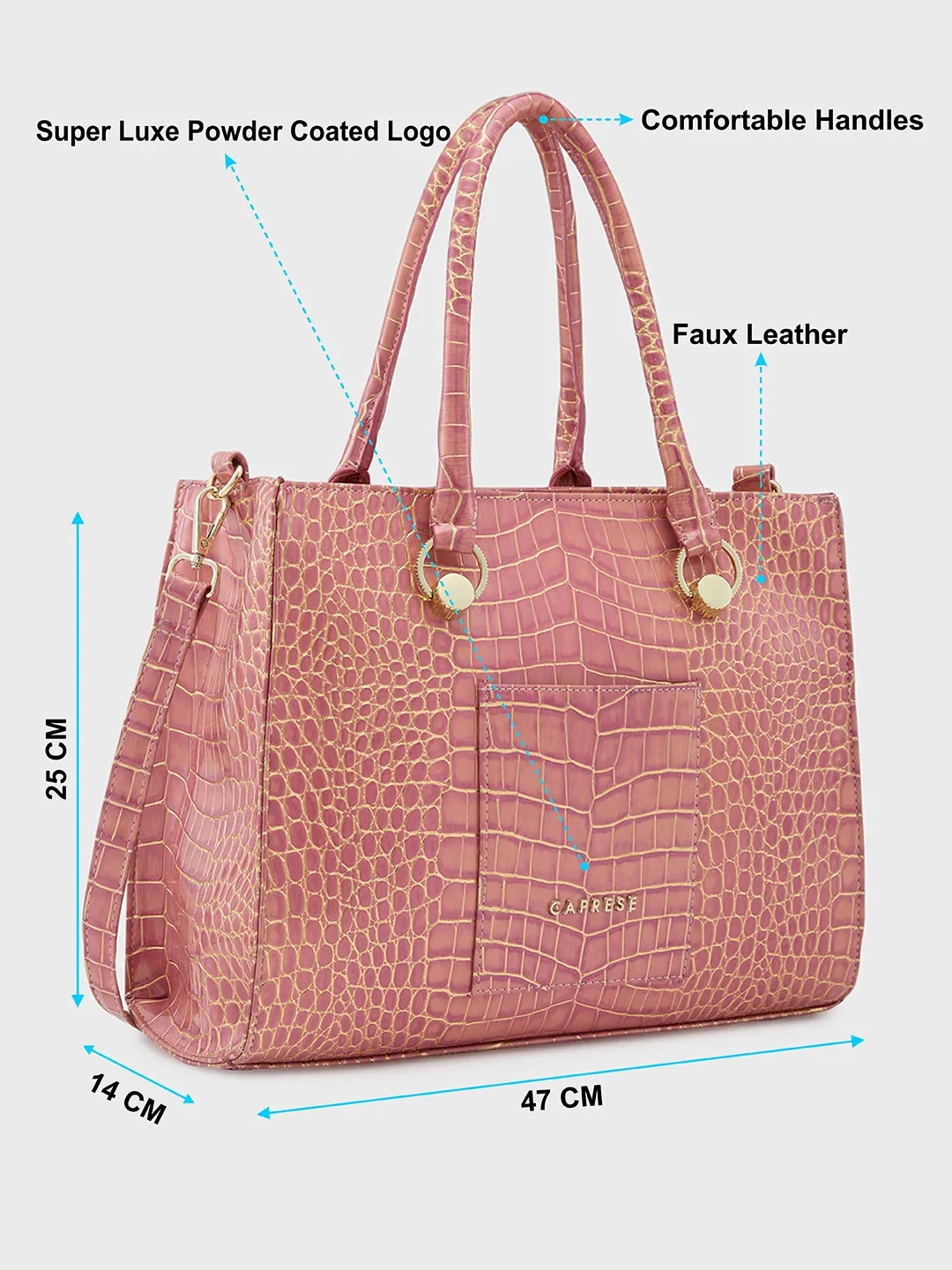 Caprese Miranda Medium Croco Pink Tote Bag