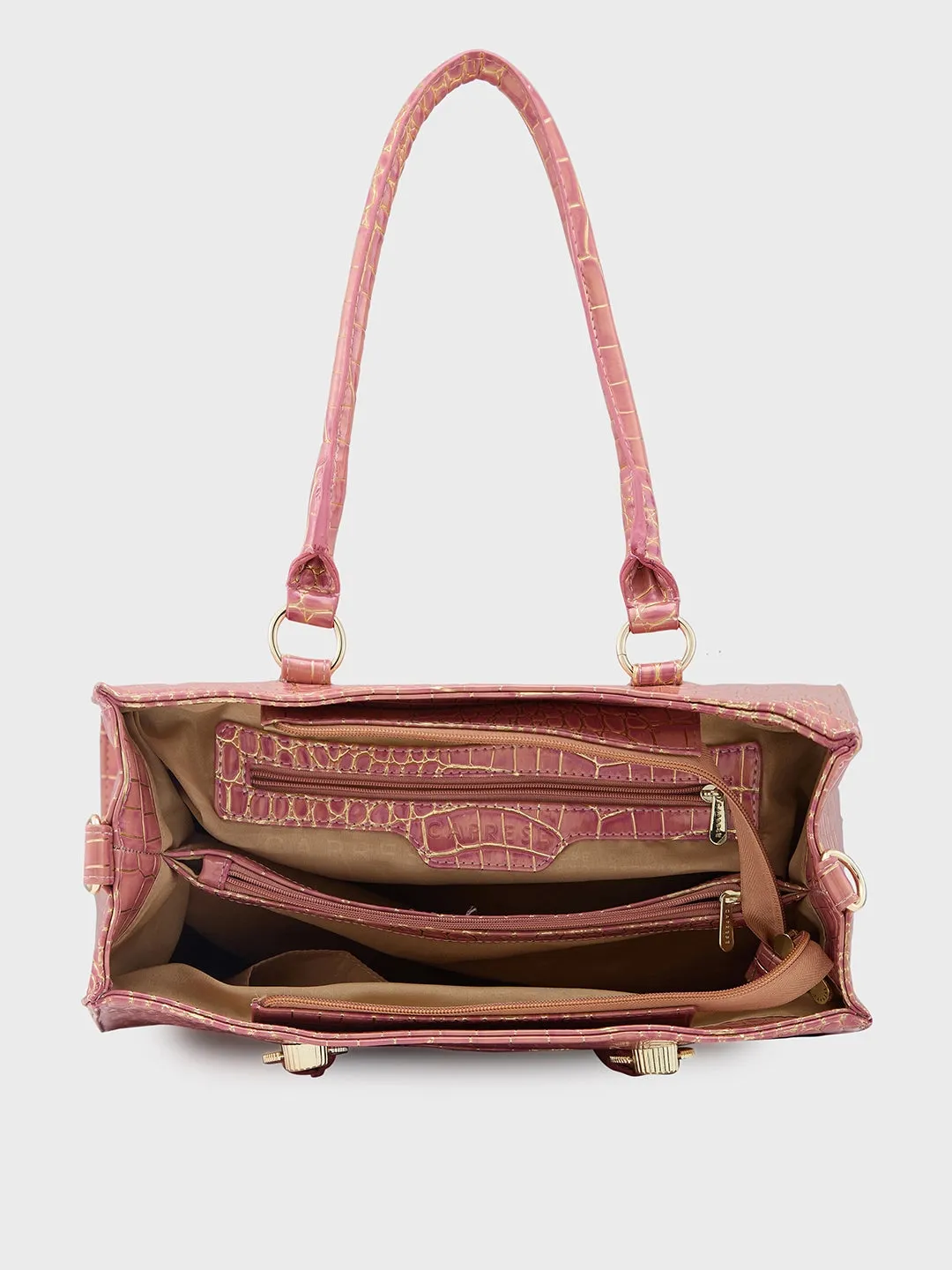 Caprese Miranda Medium Croco Pink Tote Bag