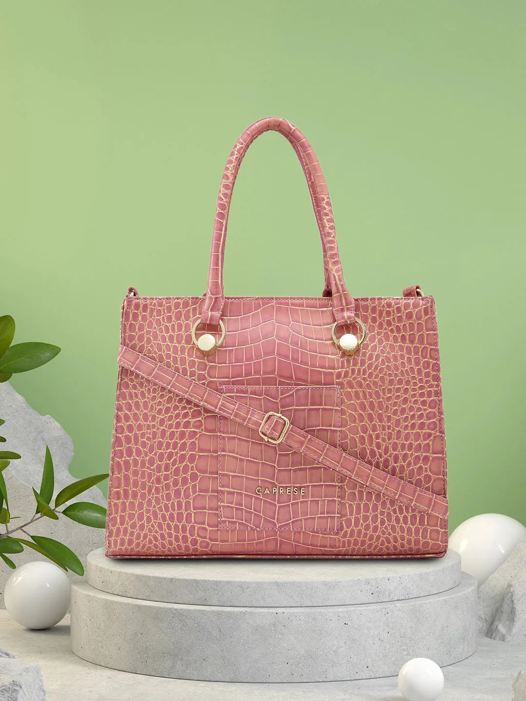 Caprese Miranda Medium Croco Pink Tote Bag