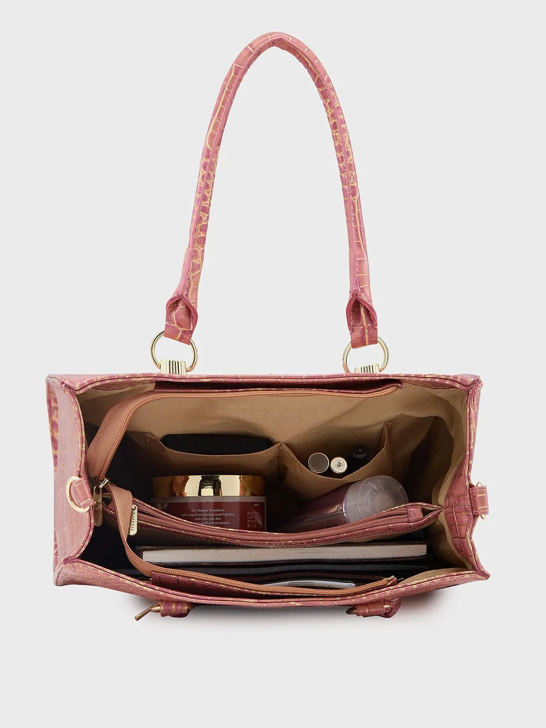Caprese Miranda Medium Croco Pink Tote Bag