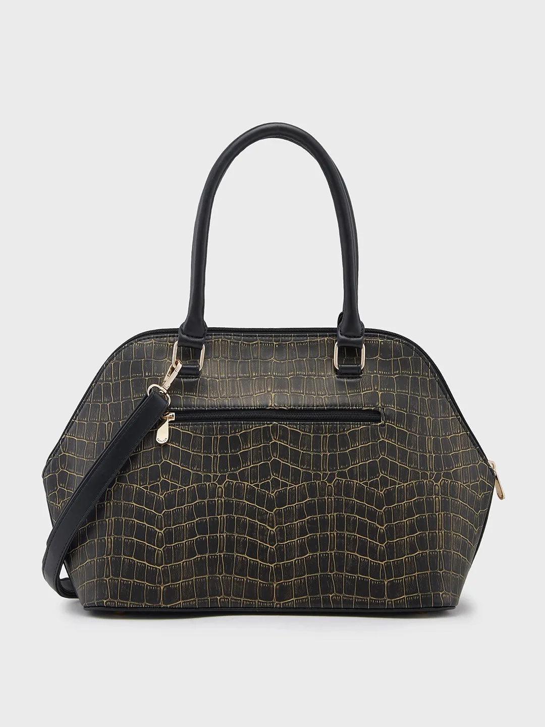 Caprese Mist Large Black Satchel Bag