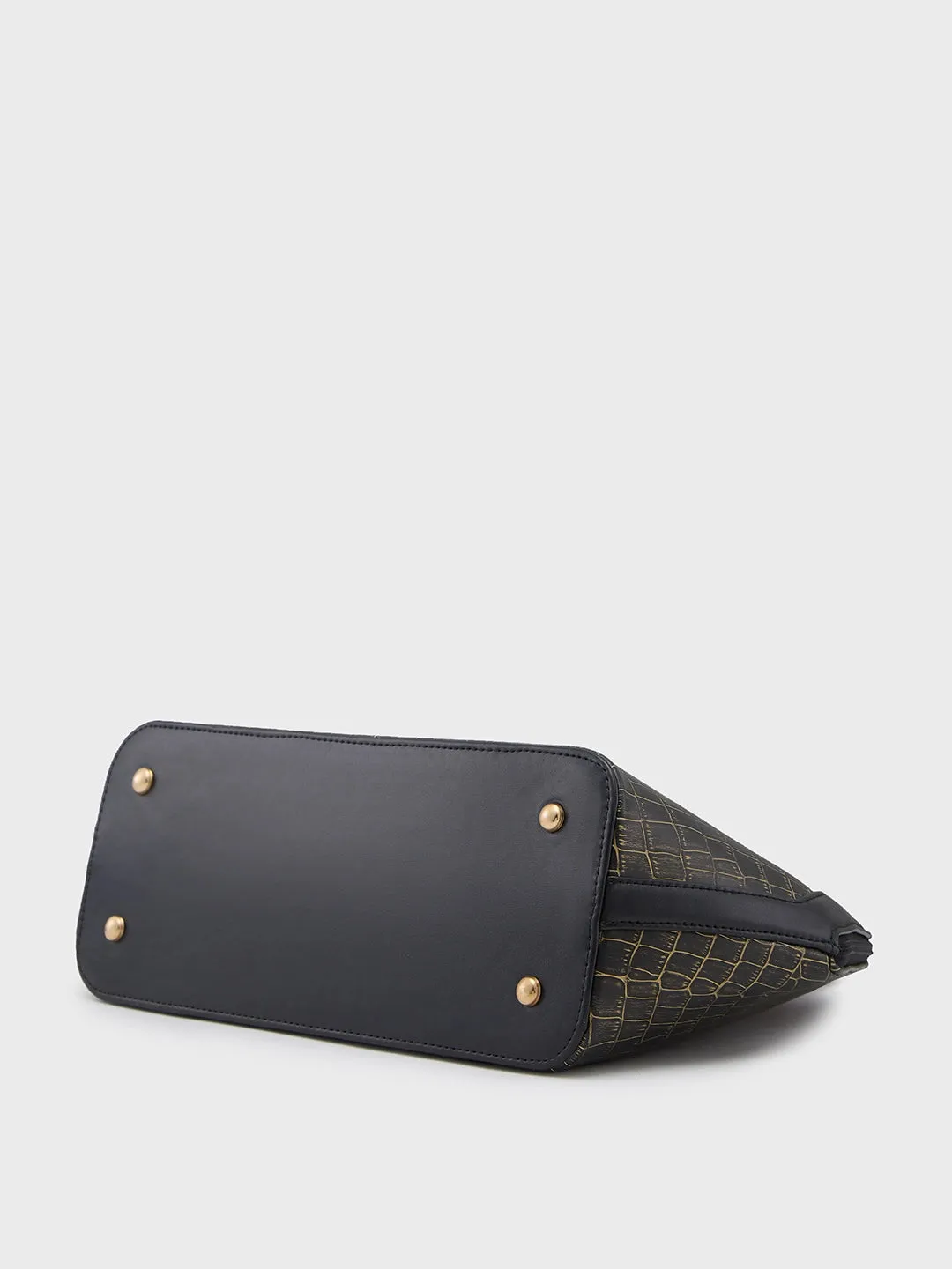 Caprese Mist Large Black Satchel Bag