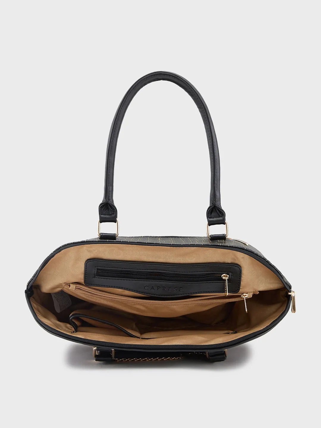 Caprese Mist Large Black Satchel Bag