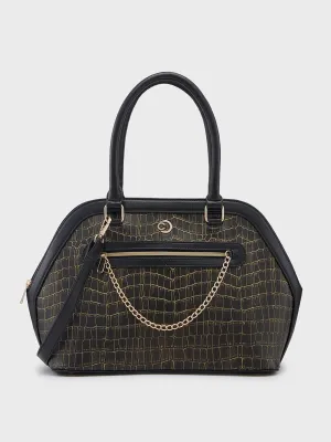 Caprese Mist Large Black Satchel Bag