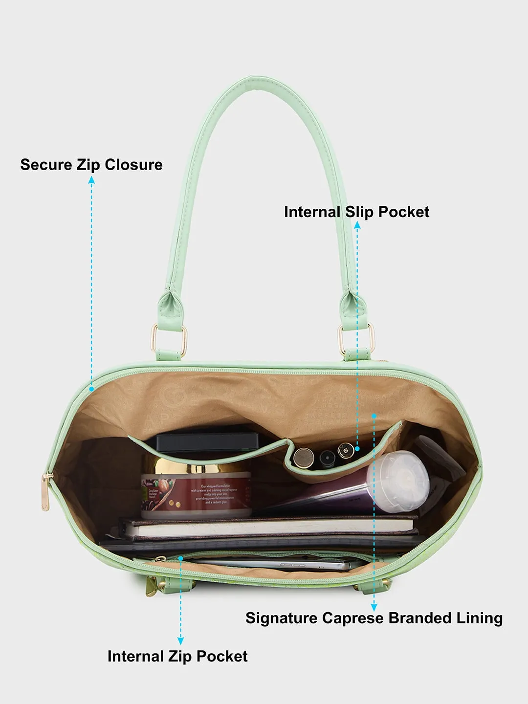 Caprese Mist Large Mint Satchel Bag