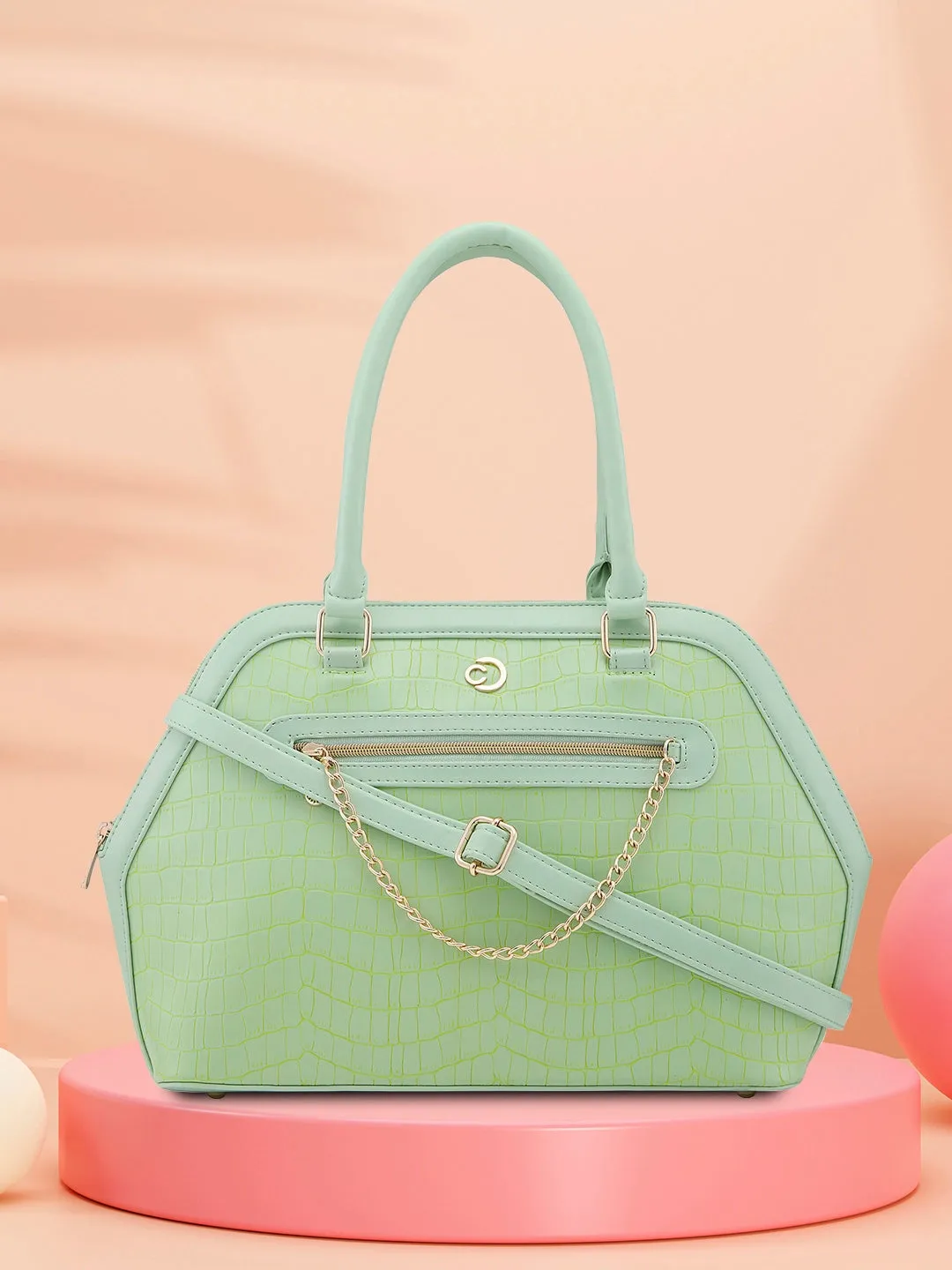 Caprese Mist Large Mint Satchel Bag