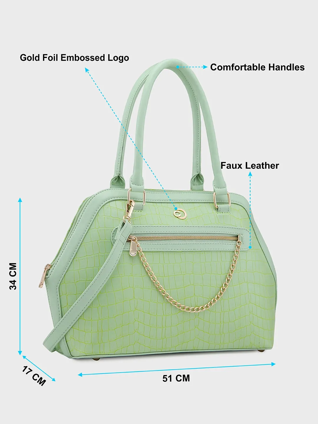 Caprese Mist Large Mint Satchel Bag