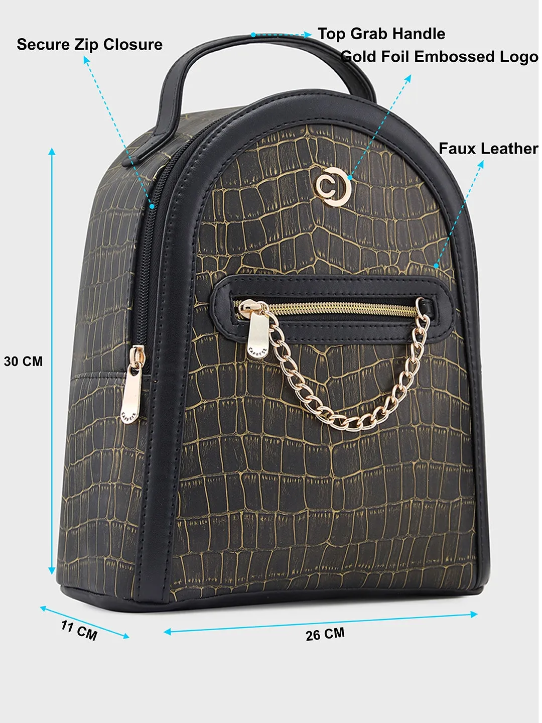 Caprese Mist Small Black Backpack
