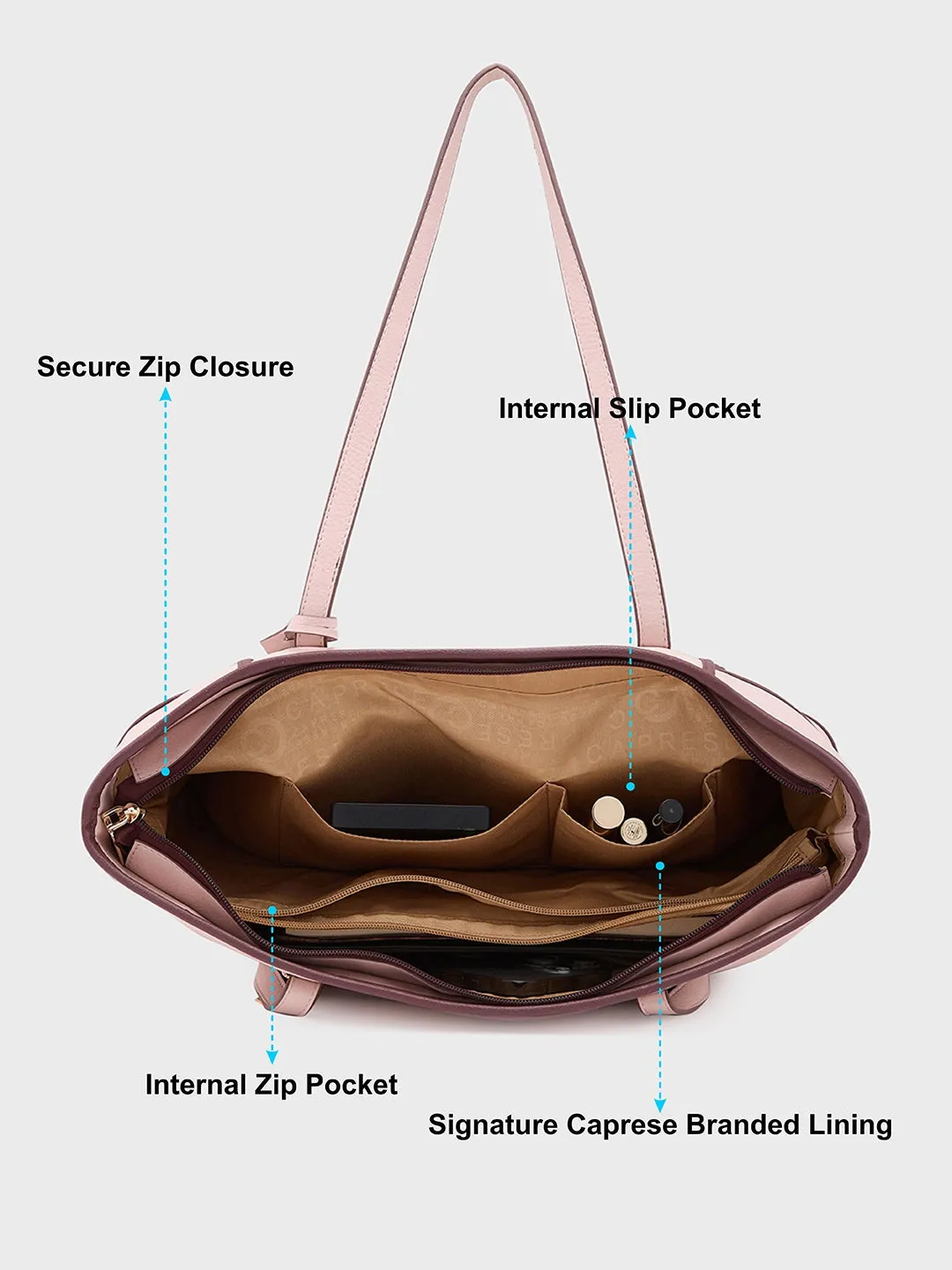 Caprese Modica Medium Pink Tote Bag