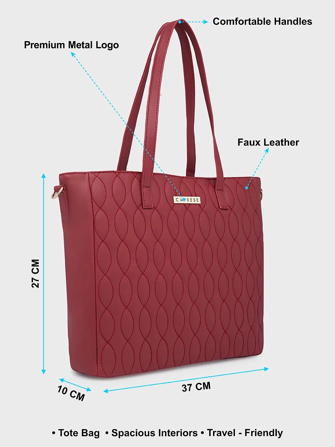 Caprese Mubi Small Maroon Tote Bag