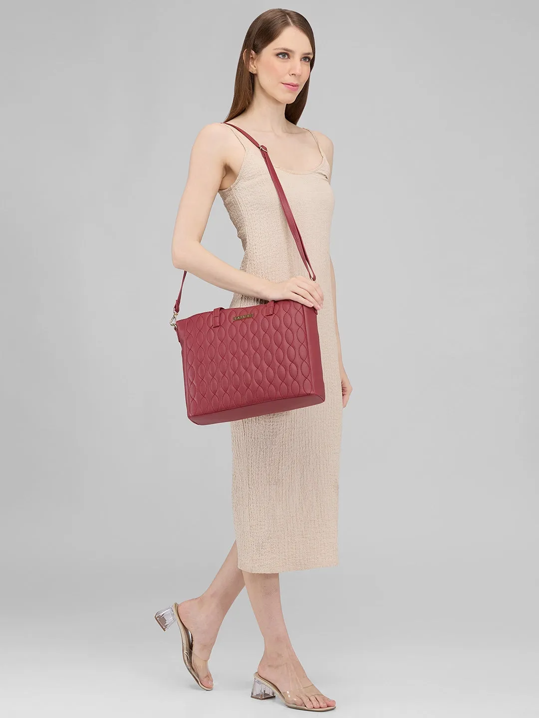 Caprese Mubi Small Maroon Tote Bag