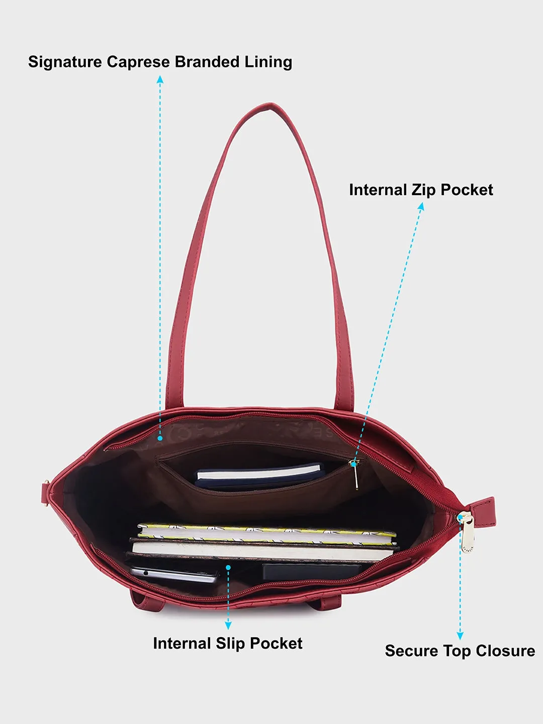 Caprese Mubi Small Maroon Tote Bag