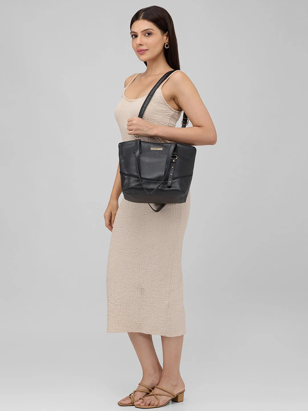 Caprese Nancy Large Black Tote Bag