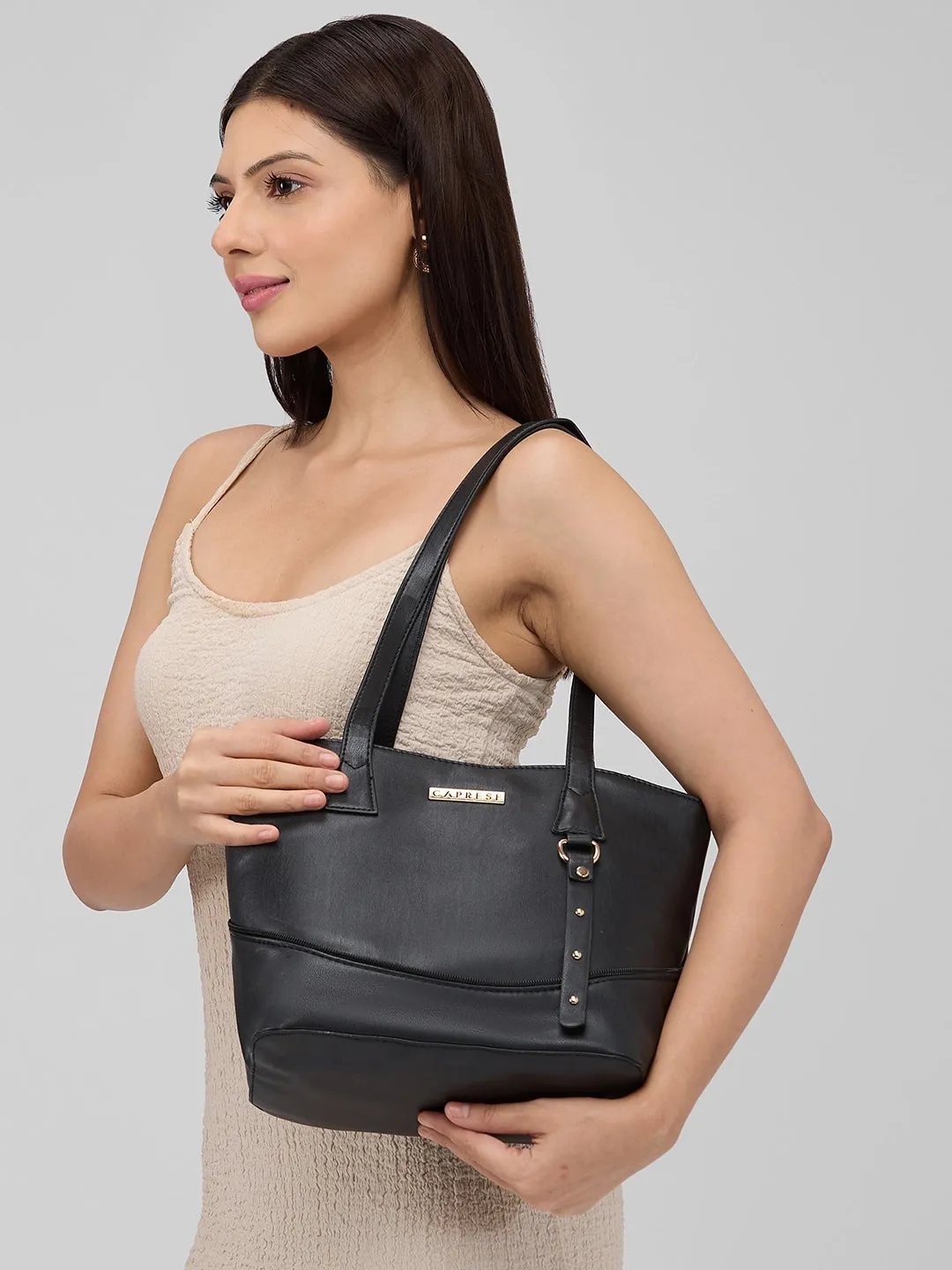 Caprese Nancy Large Black Tote Bag
