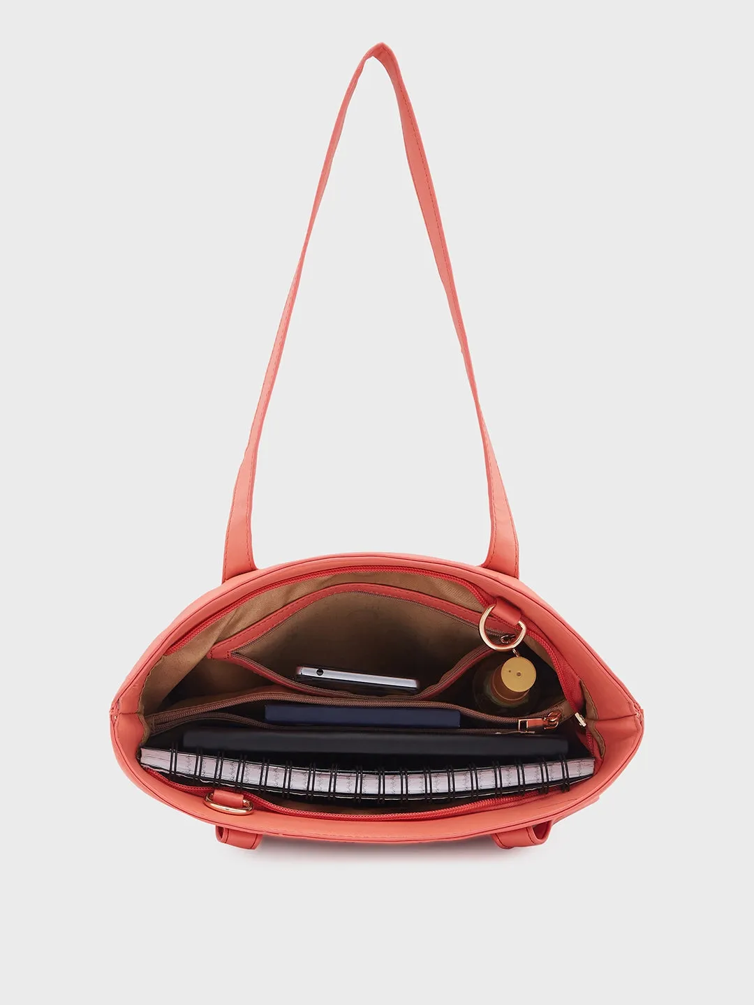 Caprese Nancy Large Coral Tote Bag