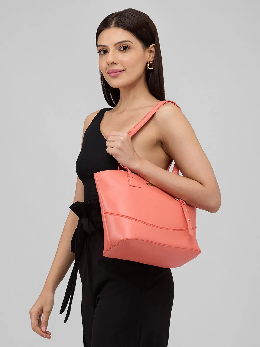 Caprese Nancy Large Coral Tote Bag