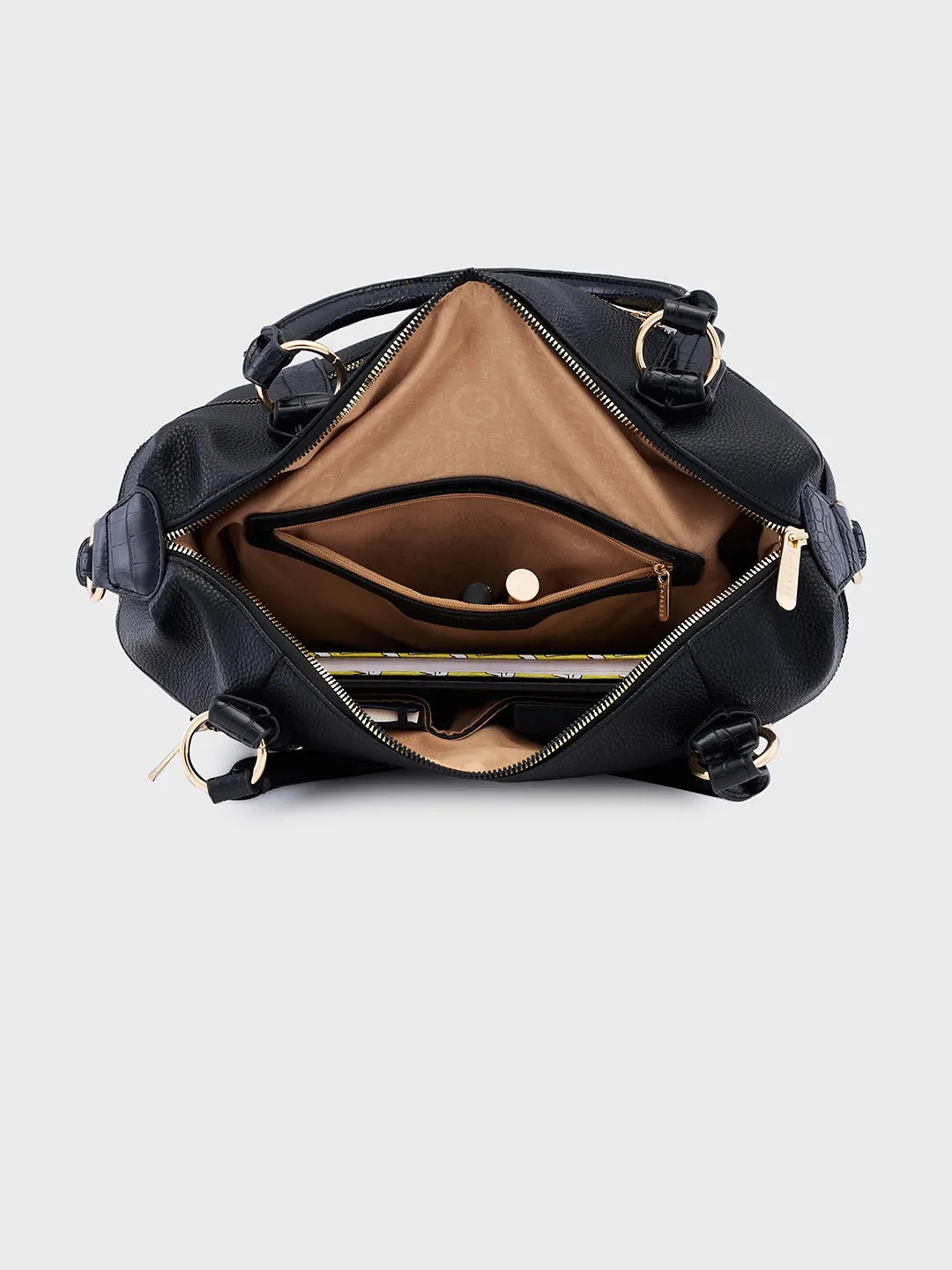 Caprese Nicole XL Black Satchel Bag