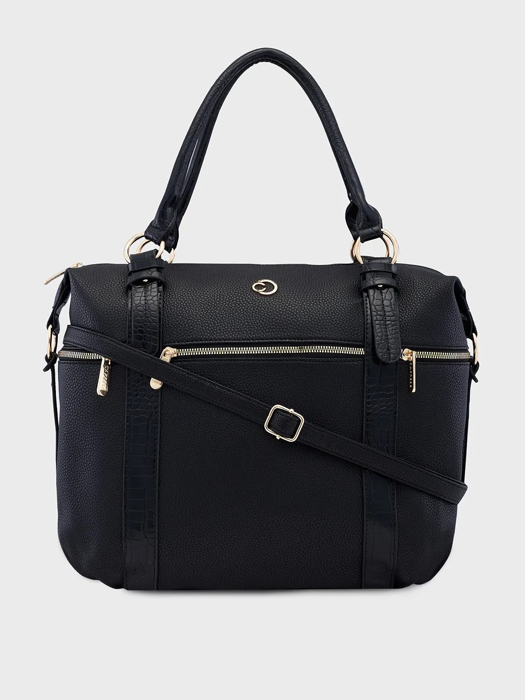 Caprese Nicole XL Black Satchel Bag