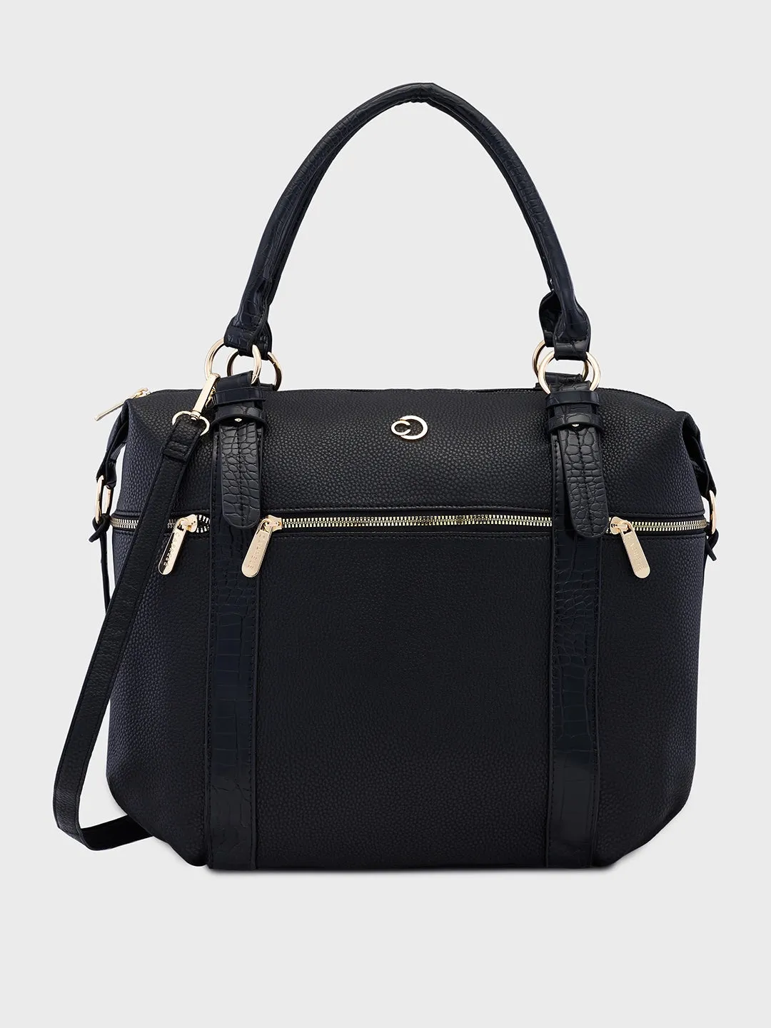 Caprese Nicole XL Black Satchel Bag