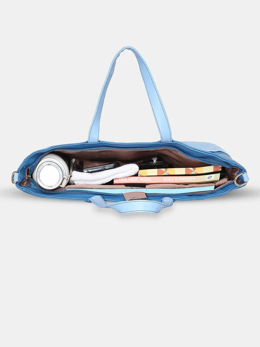 Caprese Ollie Large Cyan Laptop Satchel Bag