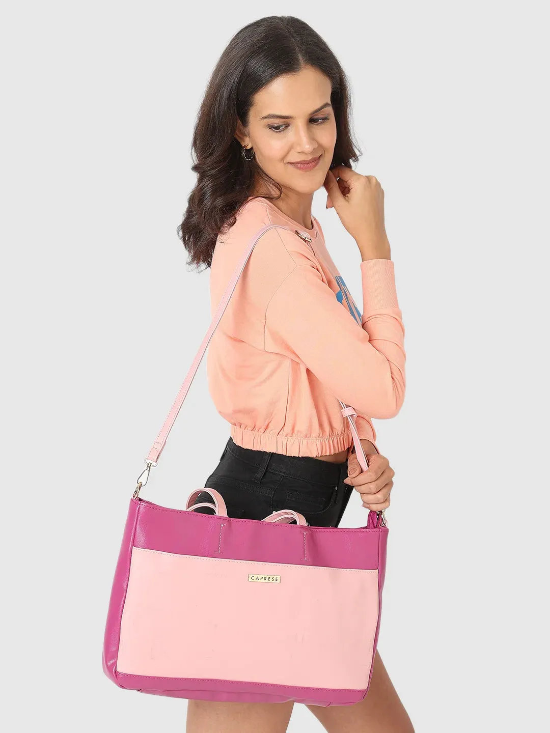 Caprese Ollie Large Fuchsia Laptop Satchel Bag