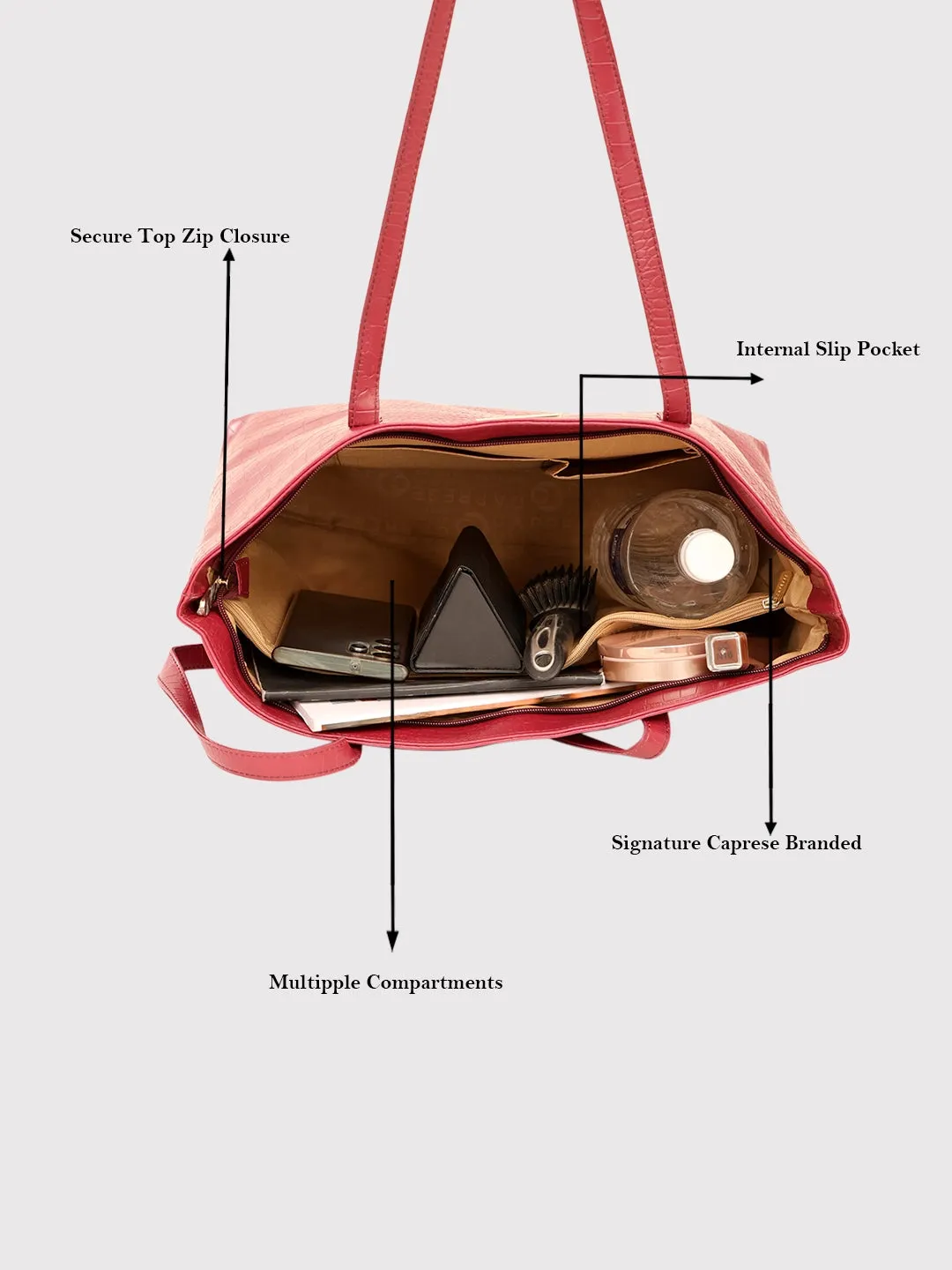 Caprese Oprah Large Maroon Tote Bag